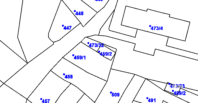 Parcela st. 459/2 v KÚ Česká Lípa, Katastrální mapa