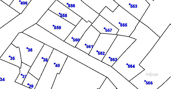 Parcela st. 561 v KÚ Česká Lípa, Katastrální mapa