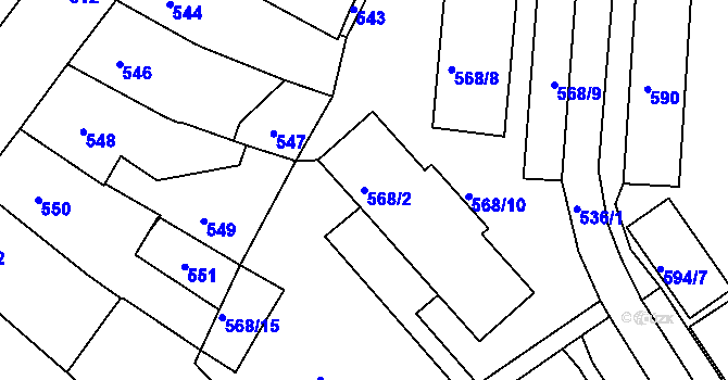 Parcela st. 568/2 v KÚ Česká Lípa, Katastrální mapa
