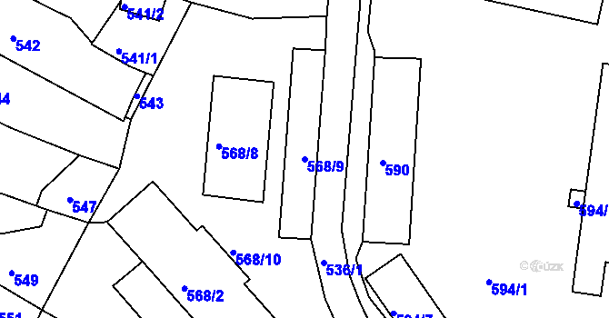 Parcela st. 568/9 v KÚ Česká Lípa, Katastrální mapa