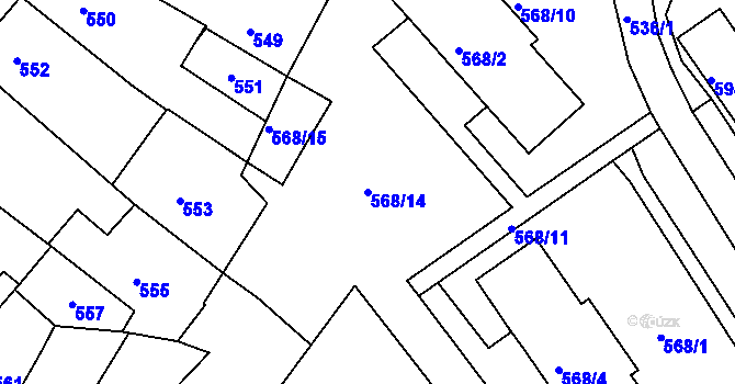 Parcela st. 568/14 v KÚ Česká Lípa, Katastrální mapa
