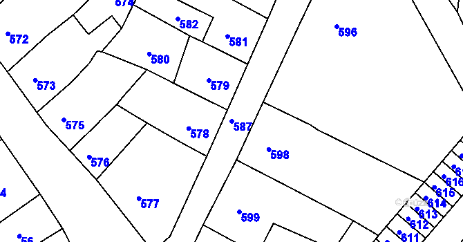 Parcela st. 587 v KÚ Česká Lípa, Katastrální mapa