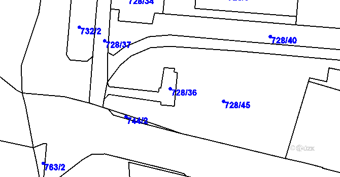 Parcela st. 728/36 v KÚ Česká Lípa, Katastrální mapa
