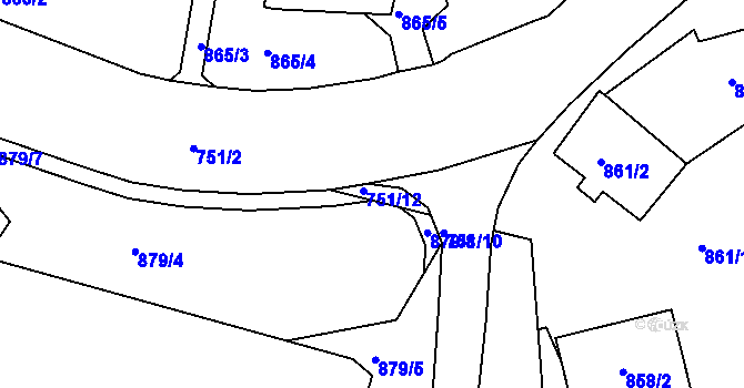Parcela st. 751/12 v KÚ Česká Lípa, Katastrální mapa