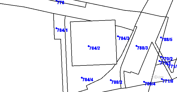Parcela st. 784/2 v KÚ Česká Lípa, Katastrální mapa
