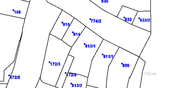 Parcela st. 813/1 v KÚ Česká Lípa, Katastrální mapa