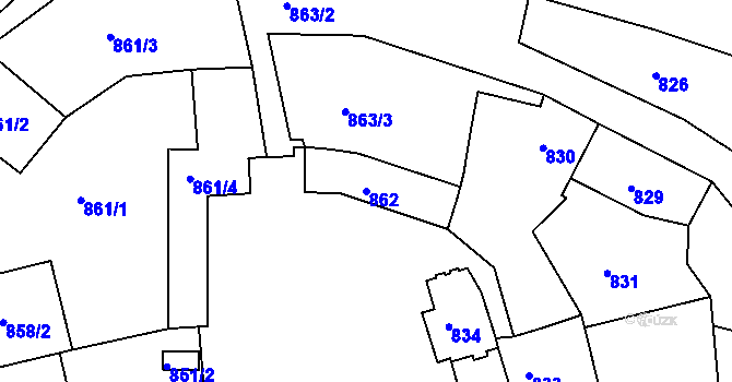 Parcela st. 862 v KÚ Česká Lípa, Katastrální mapa