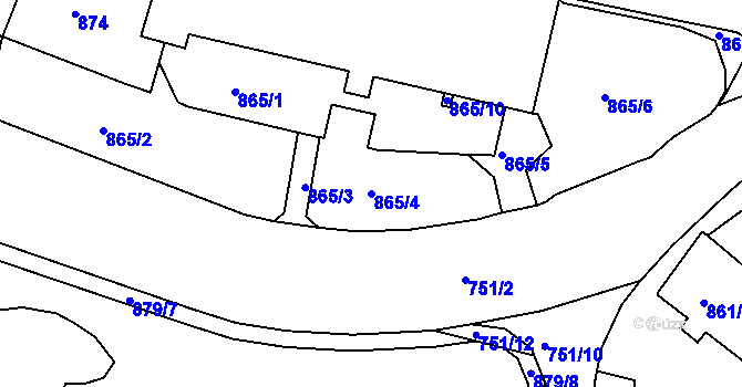 Parcela st. 865/4 v KÚ Česká Lípa, Katastrální mapa