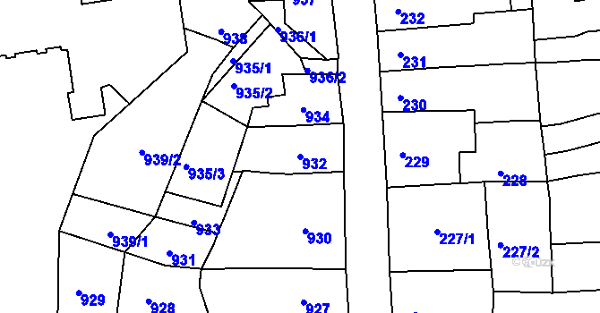 Parcela st. 932 v KÚ Česká Lípa, Katastrální mapa