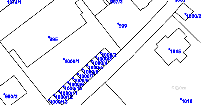 Parcela st. 1000/2 v KÚ Česká Lípa, Katastrální mapa