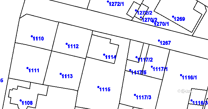 Parcela st. 1114 v KÚ Česká Lípa, Katastrální mapa