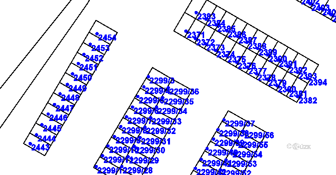 Parcela st. 2299/36 v KÚ Česká Lípa, Katastrální mapa
