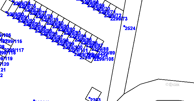 Parcela st. 2299/89 v KÚ Česká Lípa, Katastrální mapa
