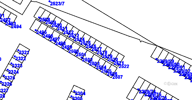 Parcela st. 2518 v KÚ Česká Lípa, Katastrální mapa