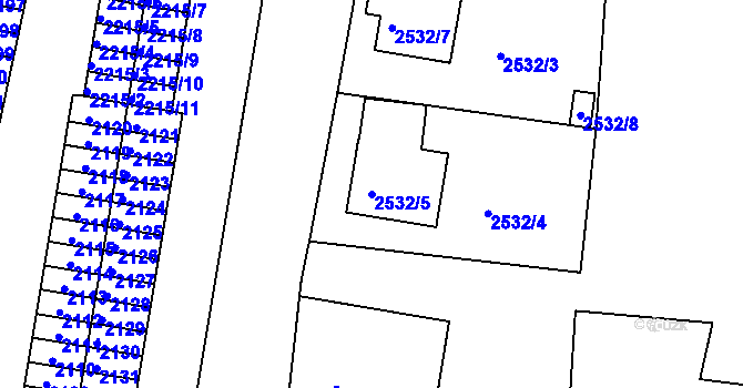 Parcela st. 2532/5 v KÚ Česká Lípa, Katastrální mapa