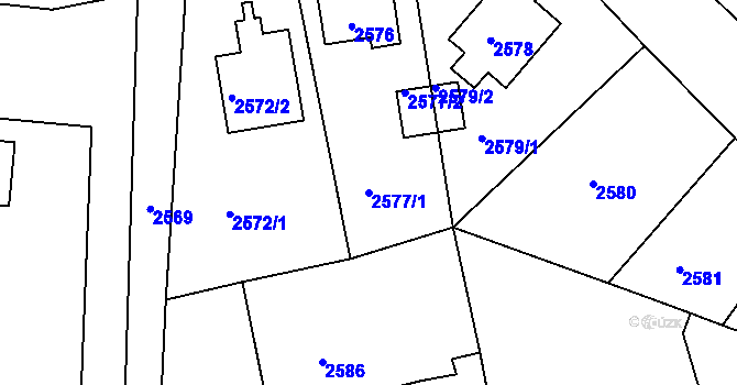 Parcela st. 2577/1 v KÚ Česká Lípa, Katastrální mapa