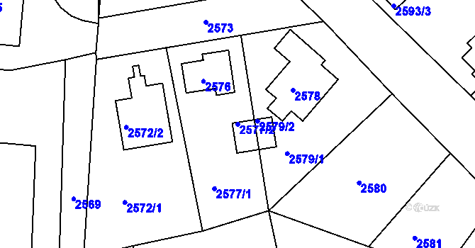Parcela st. 2577/2 v KÚ Česká Lípa, Katastrální mapa