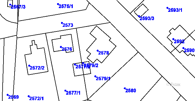 Parcela st. 2578 v KÚ Česká Lípa, Katastrální mapa