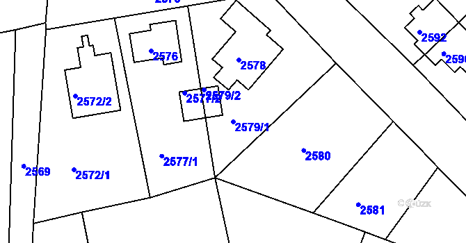 Parcela st. 2579/1 v KÚ Česká Lípa, Katastrální mapa
