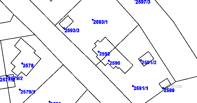Parcela st. 2592 v KÚ Česká Lípa, Katastrální mapa