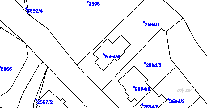 Parcela st. 2594/4 v KÚ Česká Lípa, Katastrální mapa
