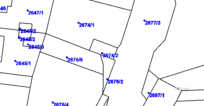 Parcela st. 2674/2 v KÚ Česká Lípa, Katastrální mapa