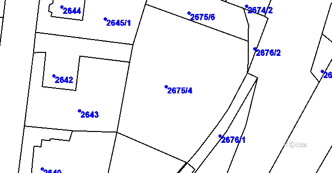 Parcela st. 2675/4 v KÚ Česká Lípa, Katastrální mapa
