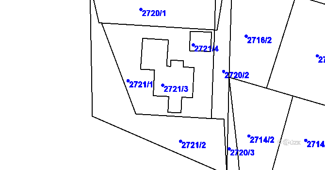 Parcela st. 2721/3 v KÚ Česká Lípa, Katastrální mapa