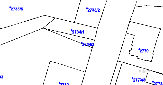 Parcela st. 2734/2 v KÚ Česká Lípa, Katastrální mapa