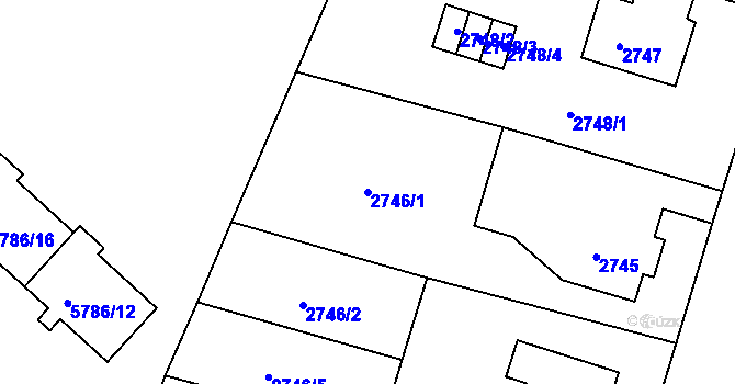 Parcela st. 2746/1 v KÚ Česká Lípa, Katastrální mapa
