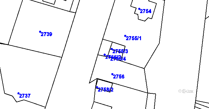 Parcela st. 2755/2 v KÚ Česká Lípa, Katastrální mapa