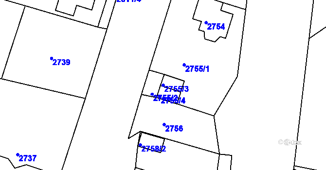 Parcela st. 2755/3 v KÚ Česká Lípa, Katastrální mapa