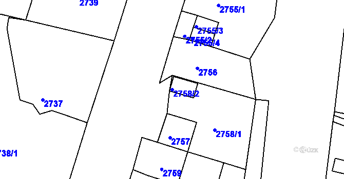 Parcela st. 2758/2 v KÚ Česká Lípa, Katastrální mapa