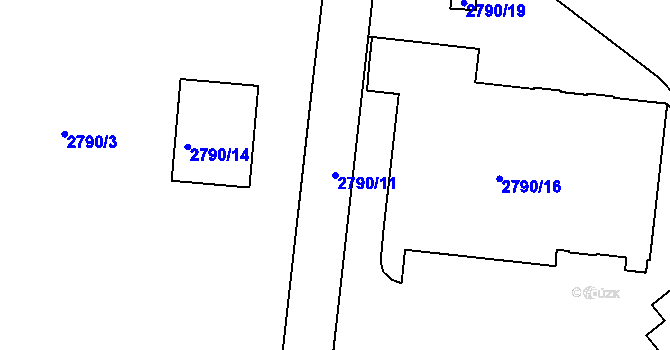 Parcela st. 2790/11 v KÚ Česká Lípa, Katastrální mapa