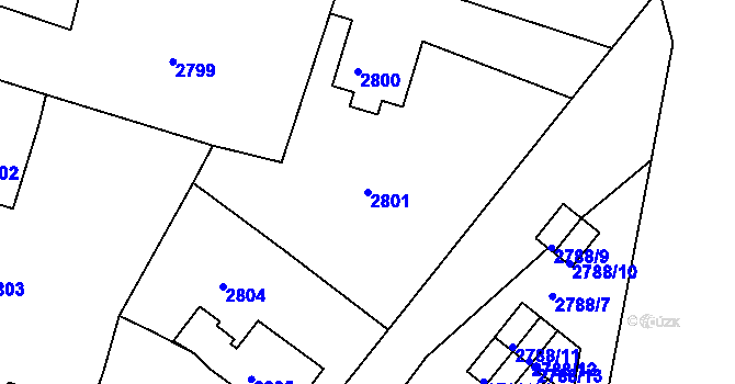 Parcela st. 2801 v KÚ Česká Lípa, Katastrální mapa