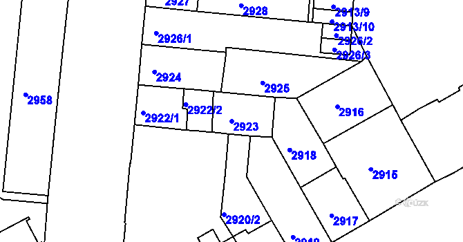 Parcela st. 2923 v KÚ Česká Lípa, Katastrální mapa