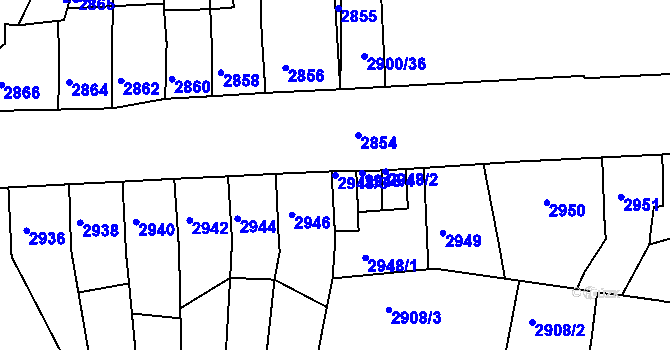 Parcela st. 2948/3 v KÚ Česká Lípa, Katastrální mapa