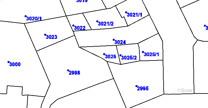 Parcela st. 3026 v KÚ Česká Lípa, Katastrální mapa