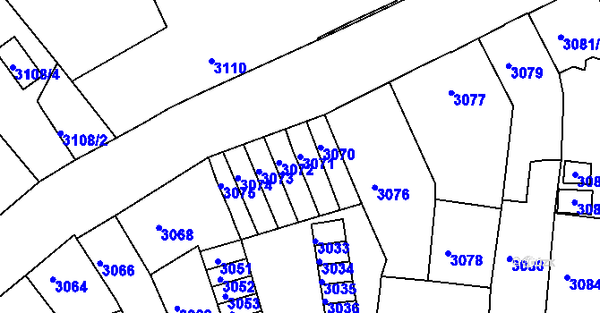 Parcela st. 3071 v KÚ Česká Lípa, Katastrální mapa