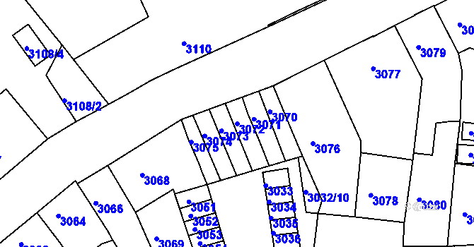 Parcela st. 3072 v KÚ Česká Lípa, Katastrální mapa