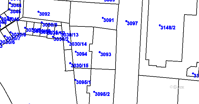 Parcela st. 3093 v KÚ Česká Lípa, Katastrální mapa