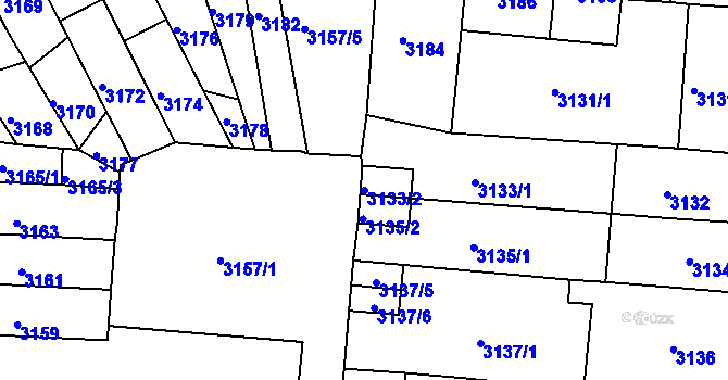 Parcela st. 3133/2 v KÚ Česká Lípa, Katastrální mapa