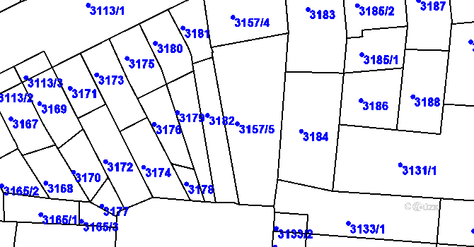 Parcela st. 3157/5 v KÚ Česká Lípa, Katastrální mapa