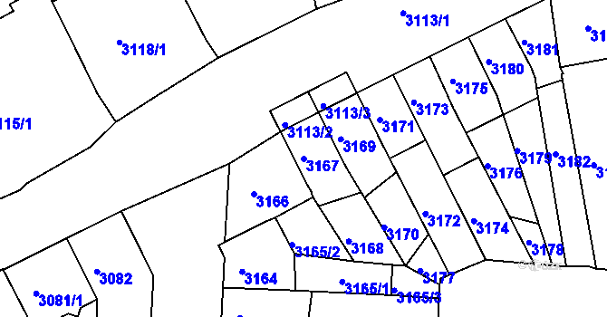 Parcela st. 3167 v KÚ Česká Lípa, Katastrální mapa