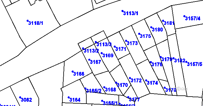 Parcela st. 3169 v KÚ Česká Lípa, Katastrální mapa