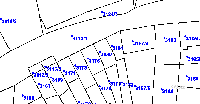 Parcela st. 3180 v KÚ Česká Lípa, Katastrální mapa