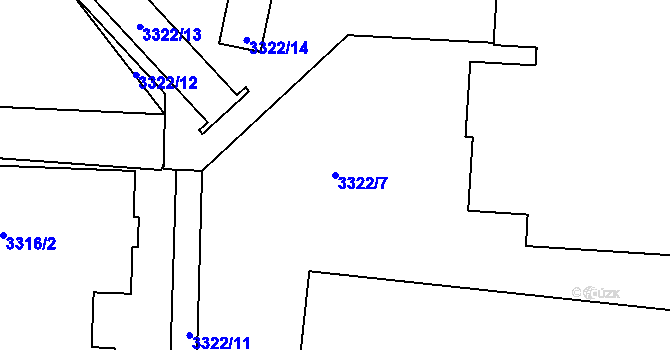 Parcela st. 3322/7 v KÚ Česká Lípa, Katastrální mapa