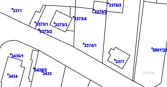 Parcela st. 3374/1 v KÚ Česká Lípa, Katastrální mapa