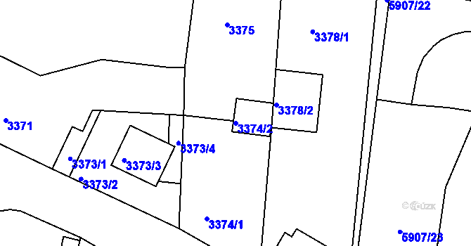 Parcela st. 3374/2 v KÚ Česká Lípa, Katastrální mapa