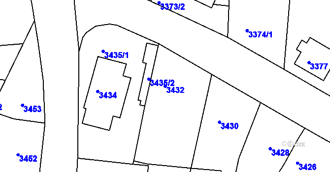 Parcela st. 3432 v KÚ Česká Lípa, Katastrální mapa